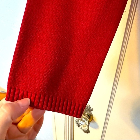 Judith Hart Cardigan Open Front Ribbed Holiday Red Sweater Silk Blend Size S - Picture 4 of 11